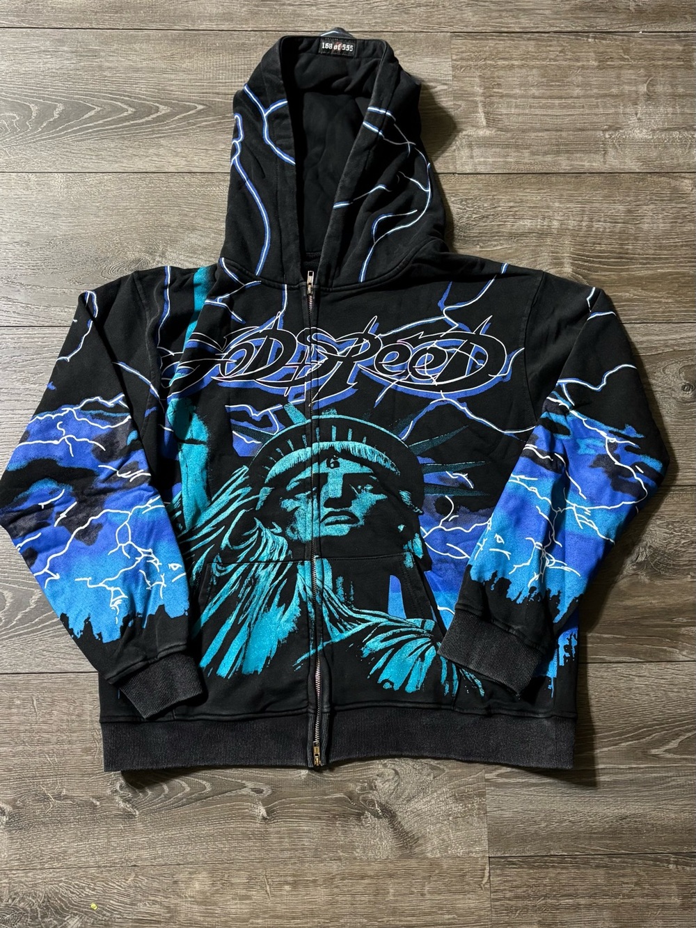 Godspeed Black & Teal Statue of Liberty Graphic Hoodie